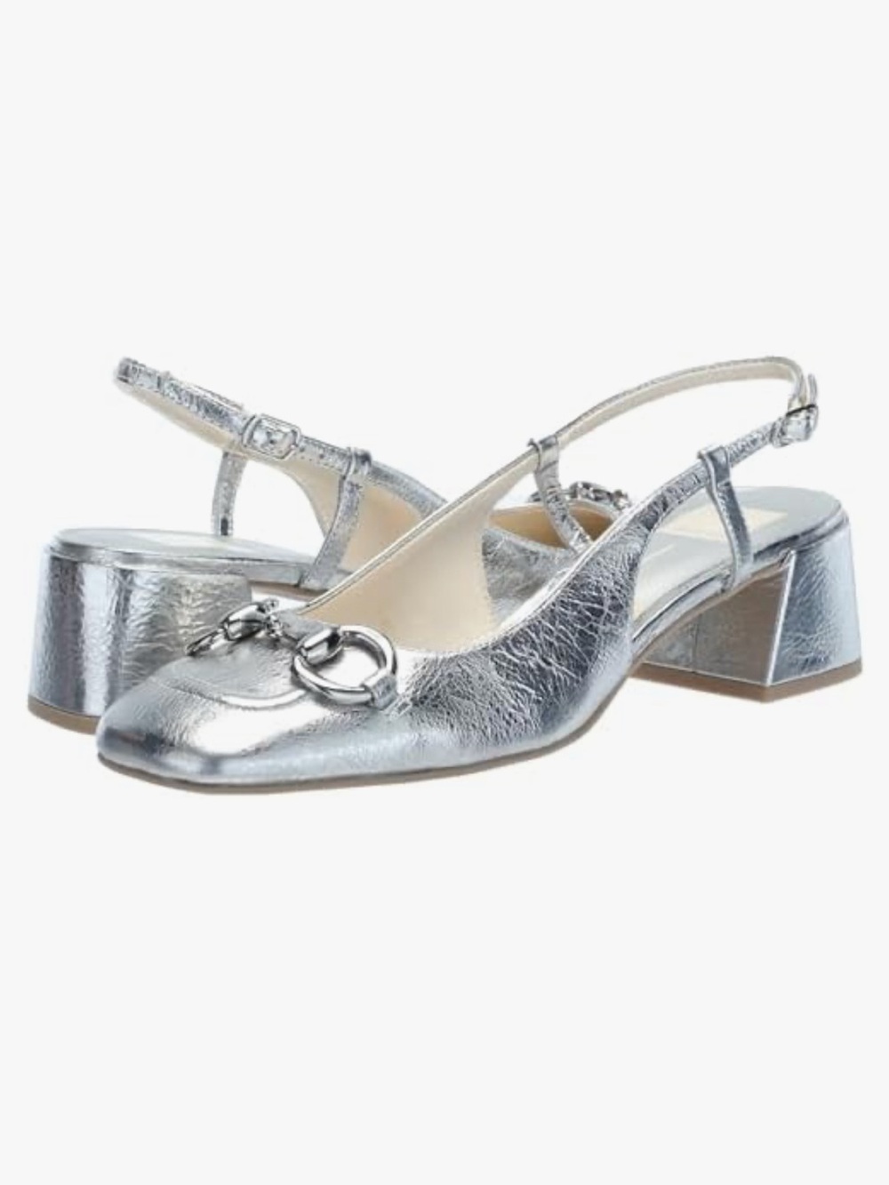 MELLI in Silver DOLCE VITA Metallic Slingback Block Heel Sz 7